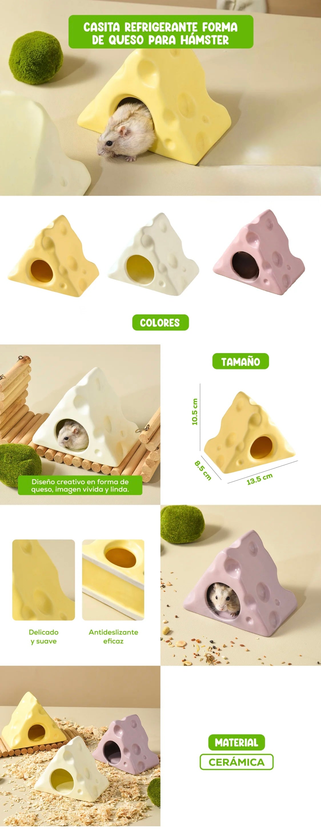 Casita refrigerante en forma de queso para hámster