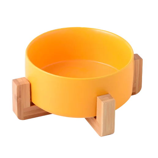 Comedero en cerámica con base en madera
