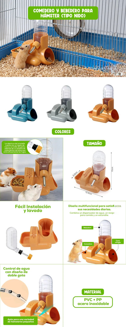 Comedero y bebedero para hámster