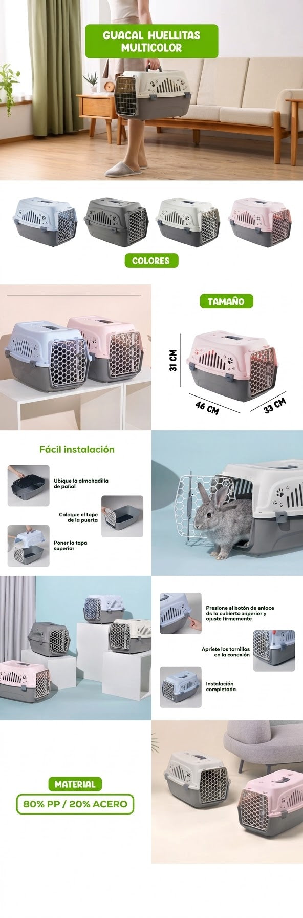 Guacal huellitas gris