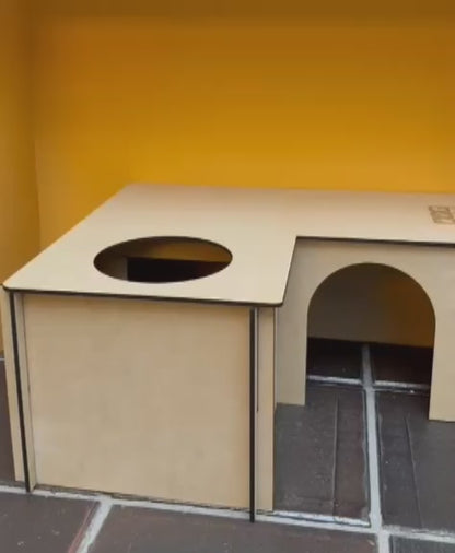 Casita en L para conejo o cobaya